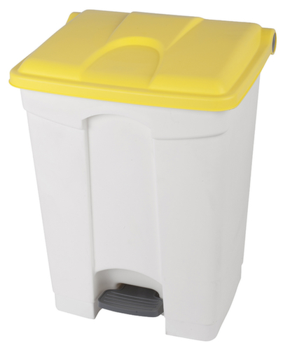Poubelle à pédale, 70 l, blanc, couvercle jaune