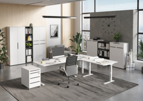 Angle de liaison anguleux GW-MAILAND 7906 avec pied d'appui, largeur x profondeur 800 x 800 mm, plaque blanc