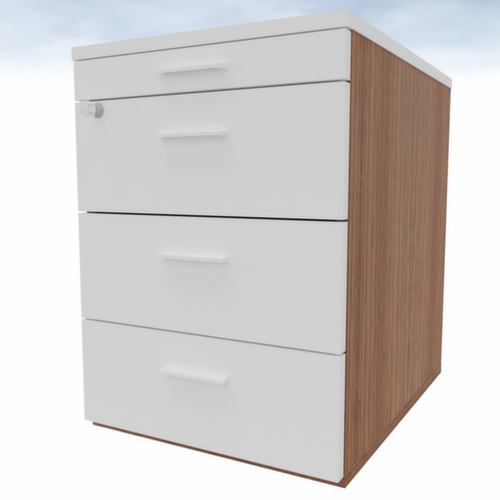 Quadrifoglio Caisson mobile T45 avec tiroir plumier, 3 tiroir(s), noyer/blanc