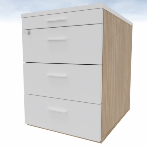 Quadrifoglio Caisson mobile T45 avec tiroir plumier, 3 tiroir(s), orme/blanc