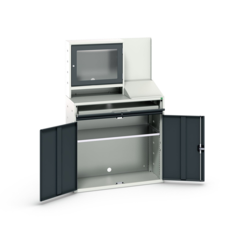 bott armoire informatique verso avec compartiment écran, RAL7035 gris clair/RAL7016 gris anthracite