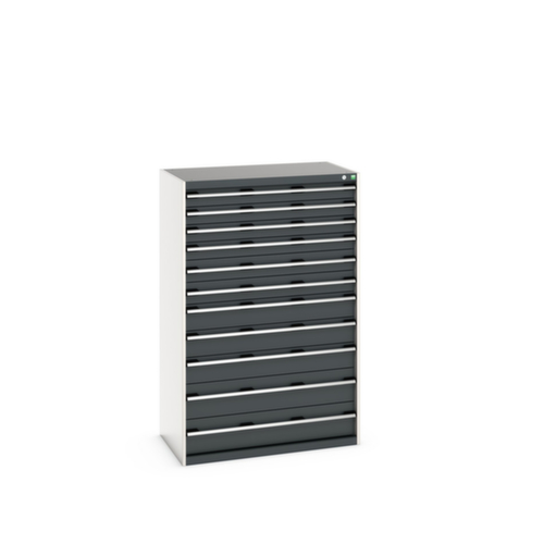bott Armoire à tiroirs cubio surface de base 1050x650 mm, 11 tiroir(s), RAL7035 gris clair/RAL7016 gris anthracite