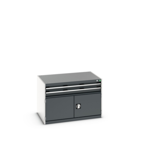 bott Armoire à tiroirs cubio surface de base 1050x750 mm, 2 tiroir(s), RAL7035 gris clair/RAL7016 gris anthracite