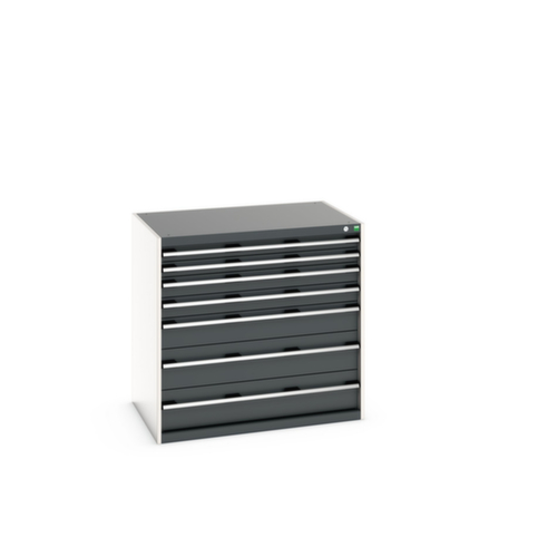 bott Armoire à tiroirs cubio surface de base 1050x750 mm, 7 tiroir(s), RAL7035 gris clair/RAL7016 gris anthracite