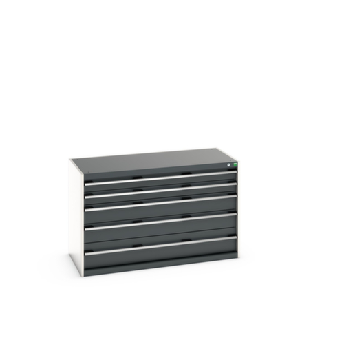 bott Armoire à tiroirs cubio surface de base 1300x650 mm, 5 tiroir(s), RAL7035 gris clair/RAL7016 gris anthracite