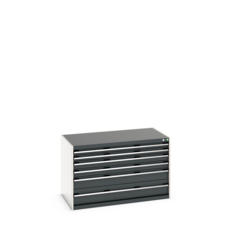 bott Armoire à tiroirs cubio surface de base 1300x750 mm, 6 tiroir(s), RAL7035 gris clair/RAL7016 gris anthracite