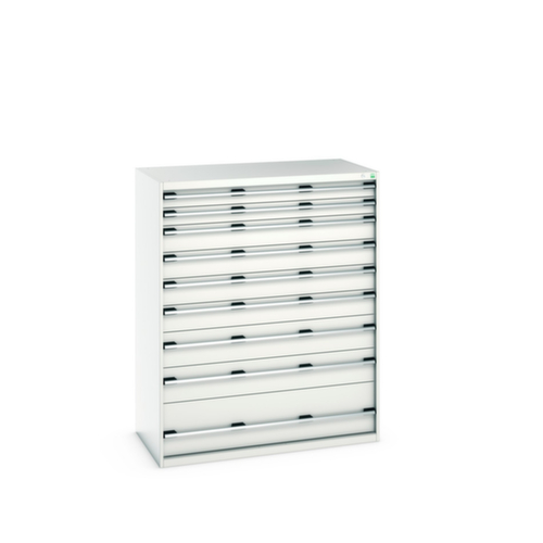 bott Armoire à tiroirs cubio surface de base 1300x750 mm, 9 tiroir(s), RAL7035 gris clair/RAL7035 gris clair