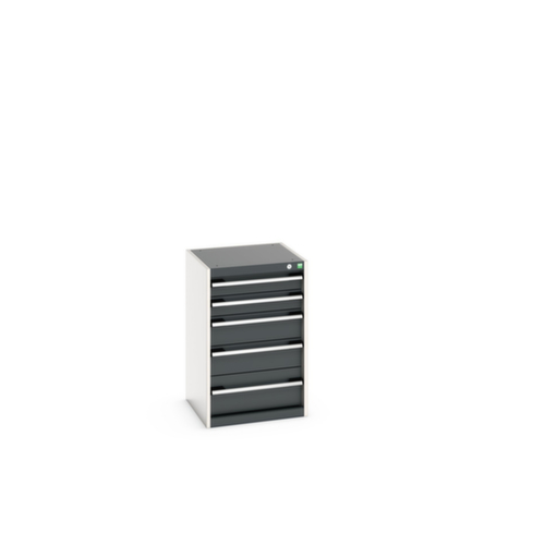 bott Armoire à tiroirs cubio surface de base 525x525 mm, 5 tiroir(s), RAL7035 gris clair/RAL7016 gris anthracite