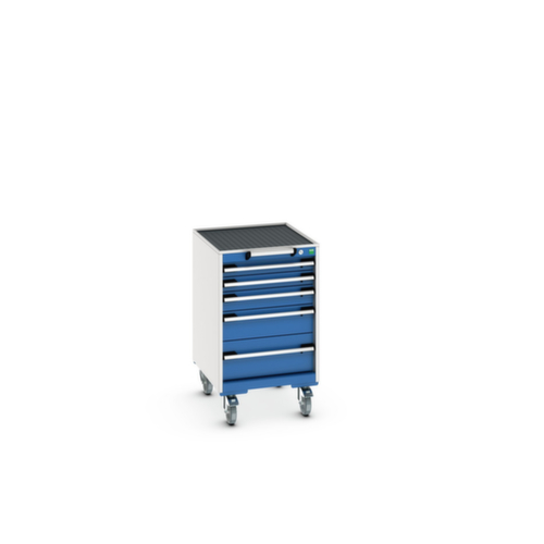 bott Armoire à tiroirs mobile cubio, 5 tiroir(s), RAL7035 gris clair/RAL5010 bleu gentiane
