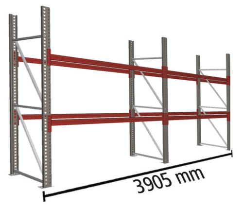 META Rayonnage à palettes MULTIPAL pour 12 palettes, largeur 3905 mm, 2 niveaux de stockage
