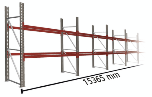 META Rayonnage à palettes MULTIPAL pour 48 palettes, largeur 15365 mm, 2 niveaux de stockage