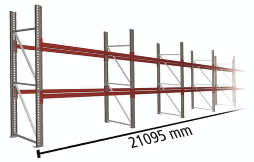 META Rayonnage à palettes MULTIPAL pour 66 palettes, largeur 21095 mm, 3 niveaux de stockage