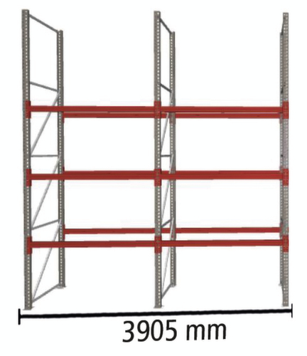 META Rayonnage à palettes MULTIPAL pour 16 palettes, largeur 3905 mm, 4 niveaux de stockage