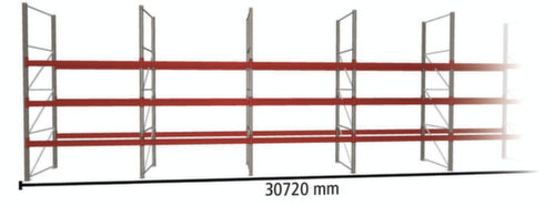 META Rayonnage à palettes MULTIPAL pour 132 palettes, largeur 30720 mm, 4 niveaux de stockage