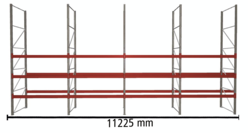 META Rayonnage à palettes MULTIPAL pour 48 palettes, largeur 11225 mm, 4 niveaux de stockage