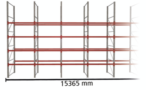 META Rayonnage à palettes MULTIPAL pour 80 palettes, largeur 15365 mm, 5 niveaux de stockage