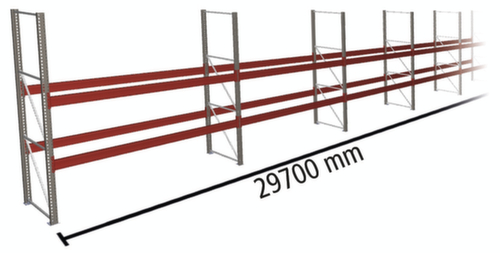 META Rayonnage à palettes MULTIPAL pour 96 palettes, largeur 29700 mm, 3 niveaux de stockage