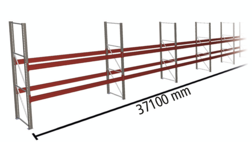 META Rayonnage à palettes MULTIPAL pour 120 palettes, largeur 37100 mm, 3 niveaux de stockage