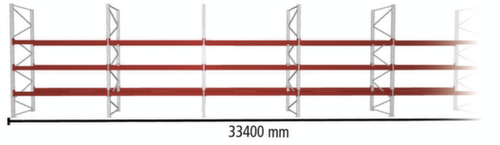 META Rayonnage à palettes MULTIPAL pour 144 palettes, largeur 33400 mm, 4 niveaux de stockage