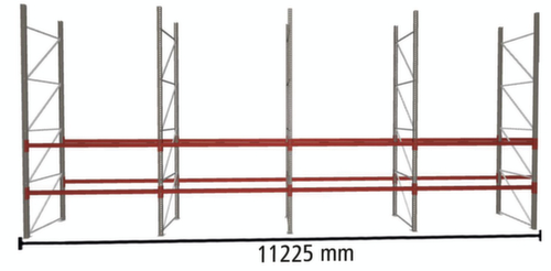 META Rayonnage à palettes MULTIPAL pour 24 palettes, largeur 11225 mm, 3 niveaux de stockage