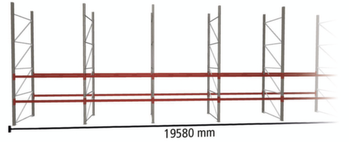 META Rayonnage à palettes MULTIPAL pour 42 palettes, largeur 19580 mm, 3 niveaux de stockage