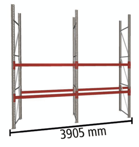 META Rayonnage à palettes MULTIPAL pour 18 palettes, largeur 3905 mm, 3 niveaux de stockage