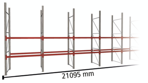 META Rayonnage à palettes MULTIPAL pour 99 palettes, largeur 21095 mm, 3 niveaux de stockage