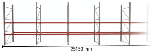 META Rayonnage à palettes MULTIPAL pour 81 palettes, largeur 25150 mm, 3 niveaux de stockage
