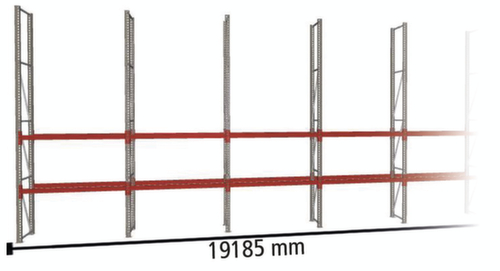 META Rayonnage à palettes MULTIPAL pour 40 palettes, largeur 19185 mm, 4 niveaux de stockage