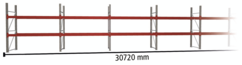 META Rayonnage à palettes MULTIPAL pour 66 palettes, largeur 30720 mm, 3 niveaux de stockage