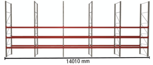META Rayonnage à palettes MULTIPAL pour 40 palettes, largeur 14010 mm, 4 niveaux de stockage