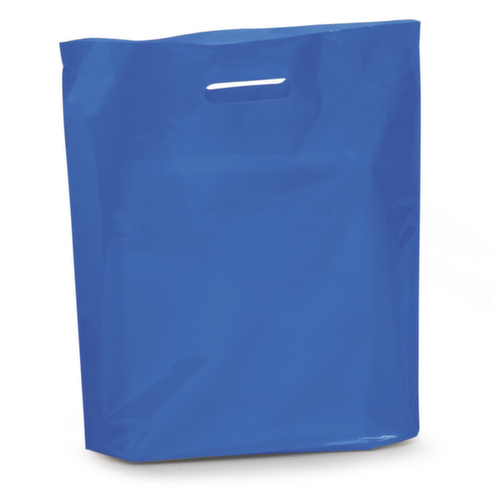 200 sacs plastique bleu à poignées découpées et à soufflet de fond RAJA