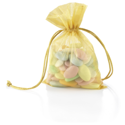 Boite 25 pochons organdi 12x12 cm or