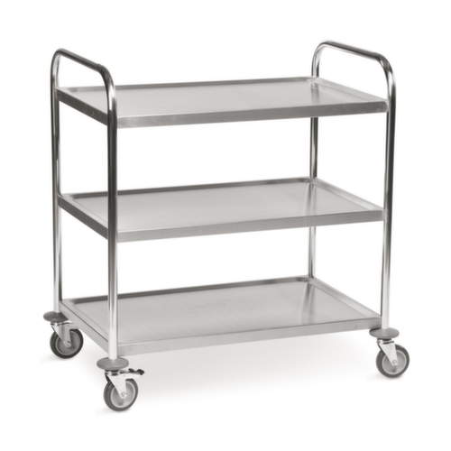 Chariot en inox avec 3 plateaux