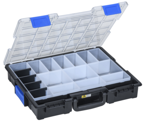 Boîte à compartiment avec 19 compartiments bleus