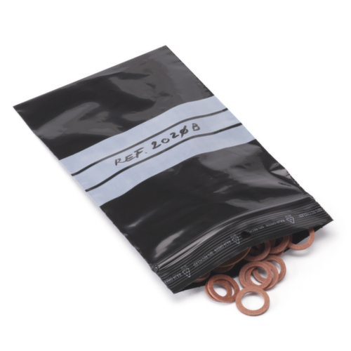 500 sachets zip noirs opaques à bandes blanches