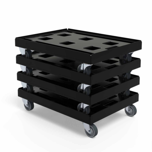 Rouleau de transport BASICline avec surface de chargement en plastique, force 300 kg, TPE bandage