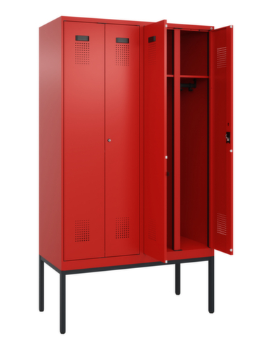 C+P armoire vestiaire noir et blanc Evolo PLUS avec double compartiment, largeur de compartiment 300 mm