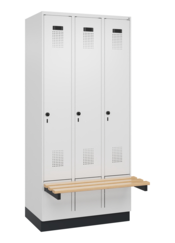 C+P Armoire vestiaire Evolo PLUS avec banc suspendu, largeur de compartiment 300 mm