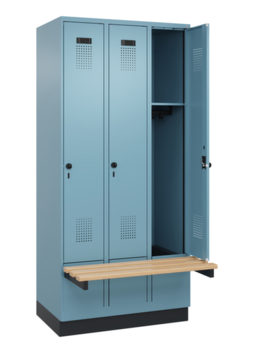 C+P Armoire vestiaire Evolo PLUS avec banc suspendu, largeur de compartiment 300 mm