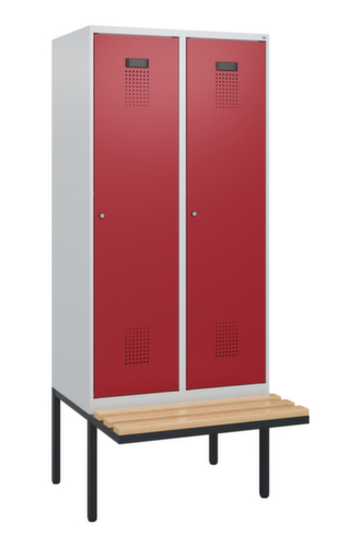 C+P Armoire vestiaire Evolo PLUS avec banc suspendu, largeur de compartiment 400 mm