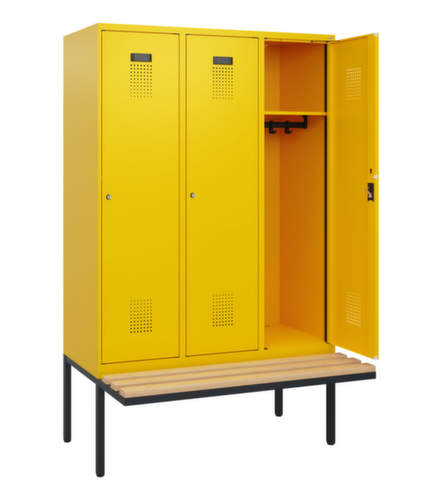 C+P Armoire vestiaire Evolo PLUS avec banc suspendu, largeur de compartiment 400 mm