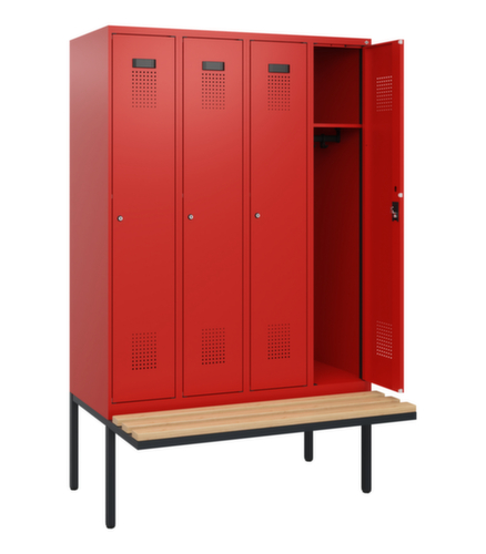 C+P Armoire vestiaire Evolo PLUS avec banc suspendu, largeur de compartiment 300 mm