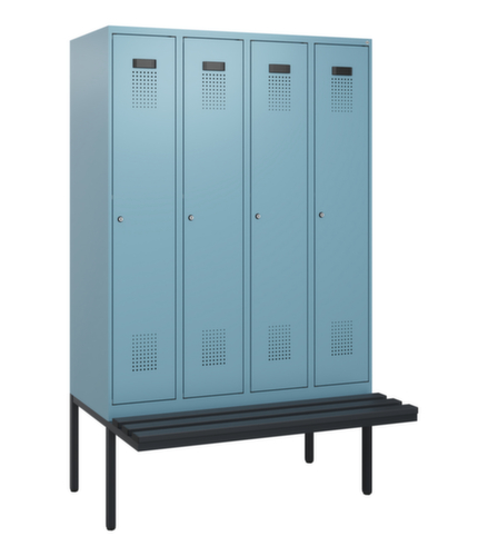 C+P Armoire vestiaire Evolo PLUS avec banc suspendu, largeur de compartiment 300 mm