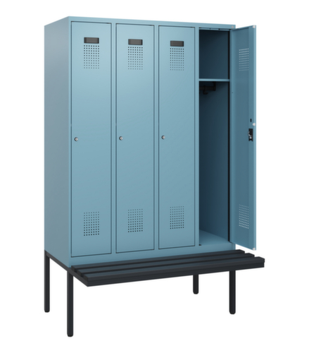 C+P Armoire vestiaire Evolo PLUS avec banc suspendu, largeur de compartiment 300 mm