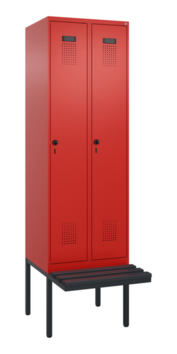 C+P armoire vestiaire en noir et blanc Evolo PLUS avec banc, largeur de compartiment 300 mm