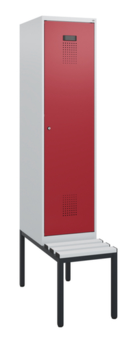 C+P Armoire vestiaire Evolo PLUS avec banc, largeur de compartiment 400 mm
