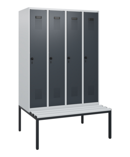 C+P Armoire vestiaire Evolo PLUS avec banc, largeur de compartiment 300 mm