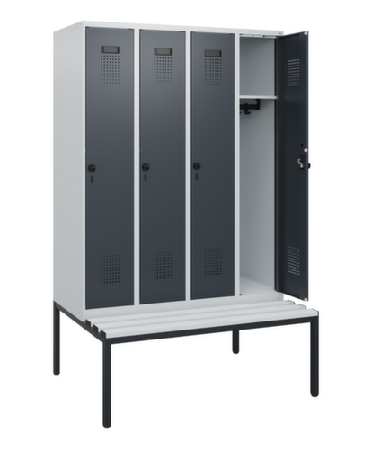 C+P Armoire vestiaire Evolo PLUS avec banc, largeur de compartiment 300 mm