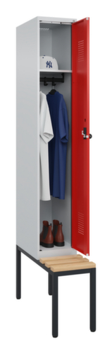 C+P Armoire vestiaire Evolo PLUS avec banc, largeur de compartiment 300 mm